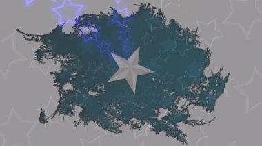 Beyaz arkaplanda siyah bir sıçrama üzerine renk değiştiren birden fazla yıldızın animasyonu. Amerika Birleşik Devletleri Başkanlık seçimi demokrasi tatil konsepti dijital kompozisyon