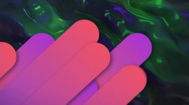 Mavi ve yeşil sıvı arka planda pembe ve mor şekillerin canlandırılması. Bilgisayar oyunu ekran dijital arayüz konsepti dijital bileşimi