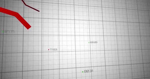 Animación Tres Líneas Estadísticas Rojas Sobre Una Cuadrícula Gris Con — Vídeo de stock