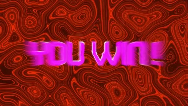 Animation Pink Neon Words You Win Red Lava Background Video — Stock Video