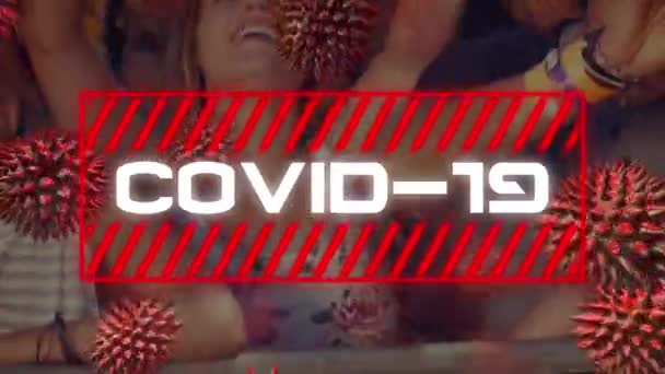 Animation Mot Covid Cadre Rouge Avec Des Cellules Macro Covid — Video