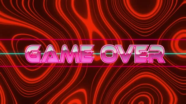 Animação Rosa Neon Words Game Sobre Vermelho Fundo Lava Tela — Vídeo de Stock