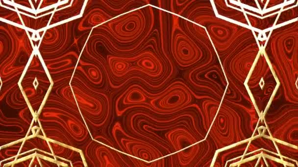 Animation de formes kaléidoscopiques blanches se formant sur fond de lave rouge. Écran de jeu vidéo interface numérique concept composition numérique 