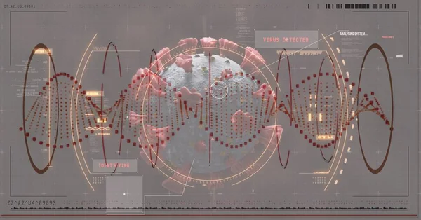 Цифровая Иллюстрация Макроячейки Ковида Данными Статистикой Графиком Сером Фоне Пандемия — стоковое фото