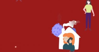 Evdeki akıllı telefonları kullanarak dijital üretilmiş insanların üzerinde yüzen makro koronavirüs covid 19 hücreleri. Karantina karantinasında kişisel izolasyon dijital kompozit.