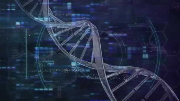 Illustration numérique d'équations mathématiques flottant, une cellule macro Covid-19 sur une souche d'ADN filant. Coronavirus Covid-19 pandémie concept composite numérique 
