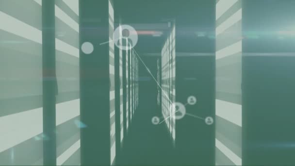 Анимация Сети Соединений Цифровой Информации Протекающей Через Сеть Компьютерных Серверов — стоковое видео