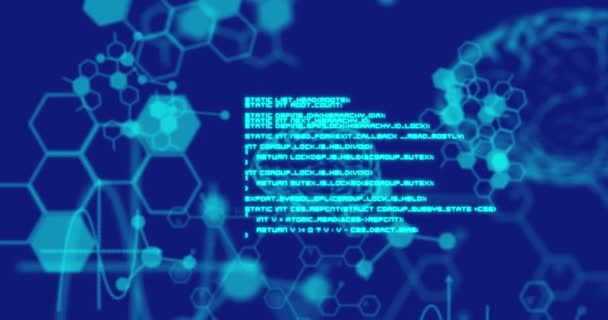 Animation de cerveaux numériques, traitement de données médicales et informations numériques circulant sur fond bleu. Concept mondial de réseau, de science et de traitement des données image générée numériquement .