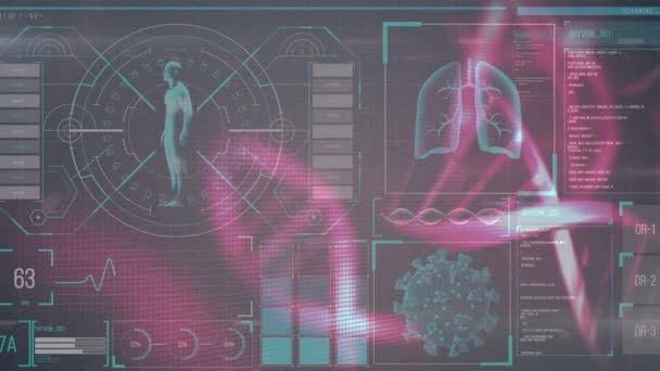 Ilustración Digital Estadísticas Del Cuerpo Humano Datos Sobre Múltiples Cepas — Vídeo de stock