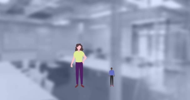 Animatie Van Pictogrammen Van Mensen Die Sociale Afstand Nemen Een — Stockvideo