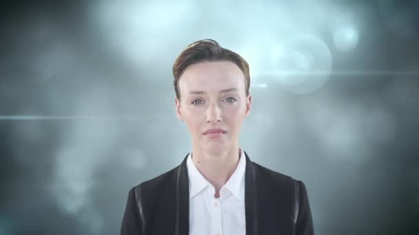 Animation Vit Kvinna Som Lider Huvudvärk Med Blinkande Bakgrund Hälsa — Stockvideo