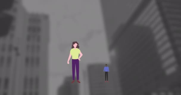 人々の社会的距離の絵文字のアニメーション 社会的距離コロナウイルスCovid 19発生概念デジタル生成画像 — ストック動画