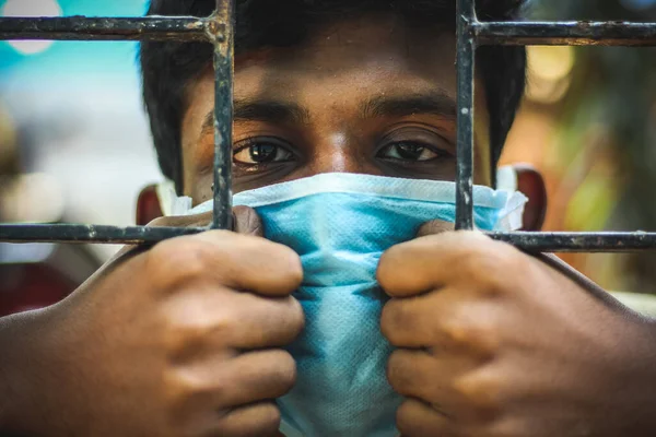 Lockdown Peoples Quarantine Protection Contagious Disease Coronavirus Man Wearing Hygienic — Stock Photo, Image