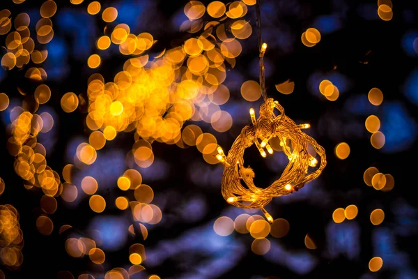 Bokeh Tree Light Decoration Välkomnande Hus Och Den Fantastiska Festen — Stockfoto