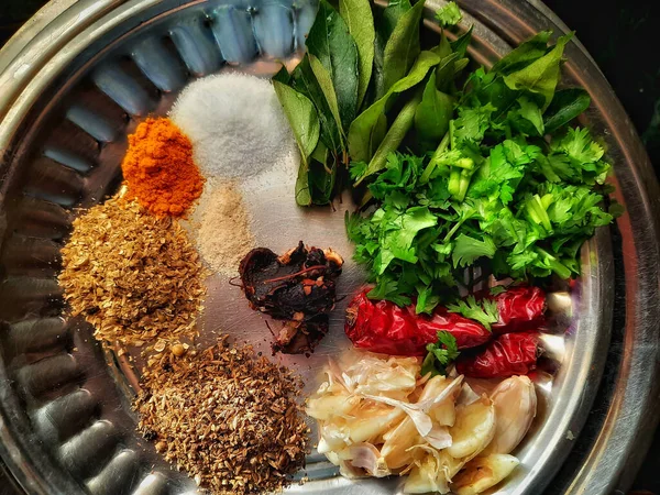 Ingrediënten Voor Rasam Charu Pani Chaaru Saaru Kabir Zuid Indiase — Stockfoto