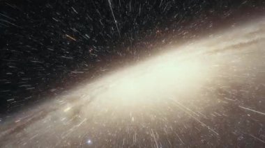 Uzay gemisi bir galakside ışık hızında uçar.