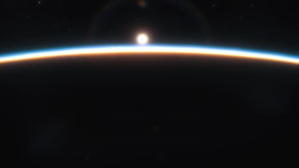 Καταπληκτική ανατολή πάνω από τη γη θέα από το διάστημα 3d animation — Αρχείο Βίντεο