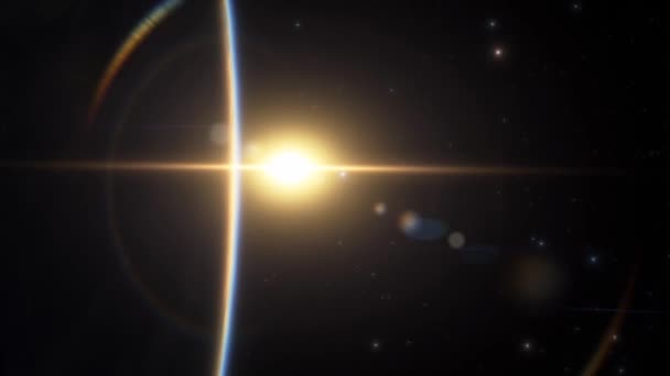 Increíble salida del sol sobre la vista de la tierra desde la animación 3D espacio — Vídeos de Stock