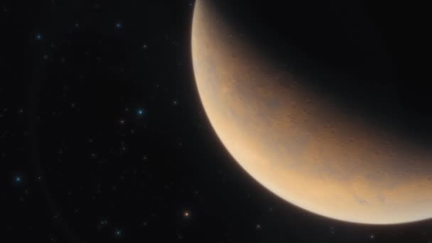 Deep space spacecraft flies near mars in the solar system 3d animation — Stock Video