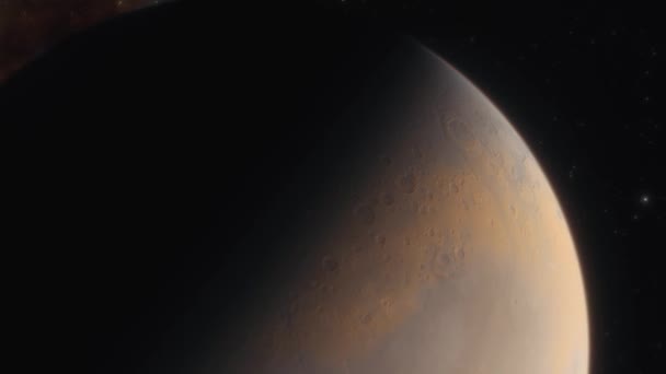 Hlubinná kosmická loď létá v blízkosti Marsu ve sluneční soustavě 3D animace — Stock video