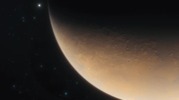 Космический корабль летает вблизи Марса в солнечной системе 3d анимации — стоковое видео