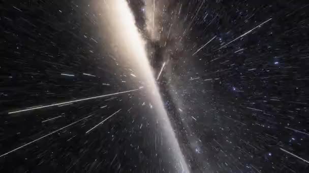 Nave espacial voa à velocidade da luz através de uma galáxia — Vídeo de Stock