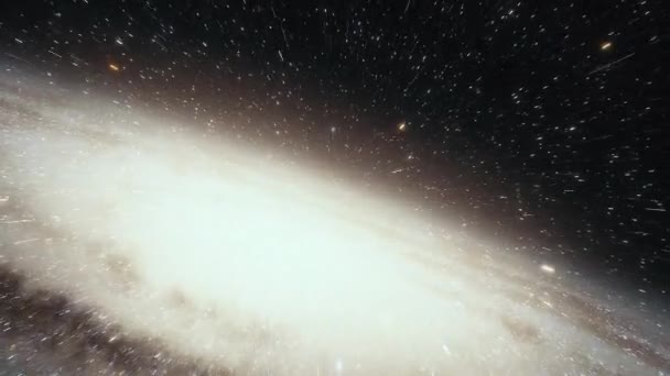 Космічний корабель летить зі швидкістю світла через галактику — стокове відео