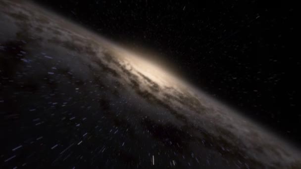 Spaceship flies at the speed of light through a galaxy — Stock Video