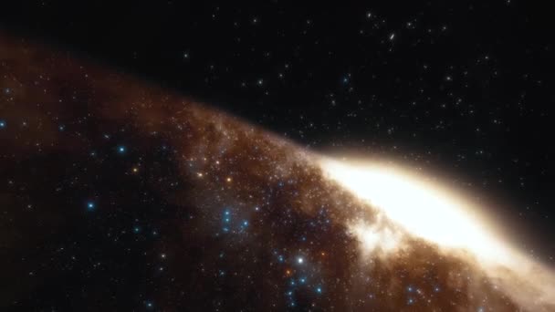Űrhajó repül a fény sebességével egy galaxis 4k animáció — Stock videók