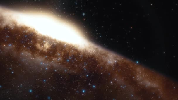 Raumschiff fliegt mit Lichtgeschwindigkeit durch eine Galaxie 4k Animation — Stockvideo