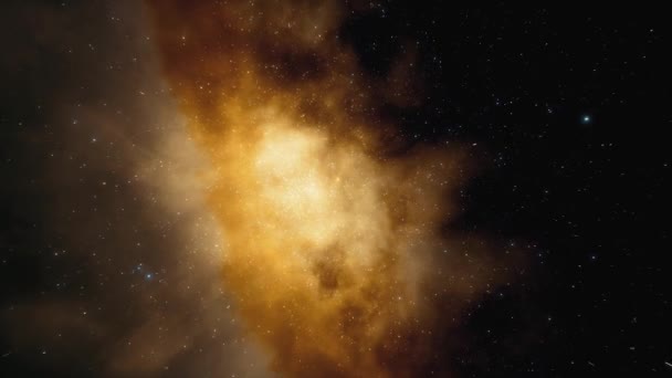 Nave espacial vuela a la velocidad de la luz a través de una animación galaxia 4k — Vídeo de stock