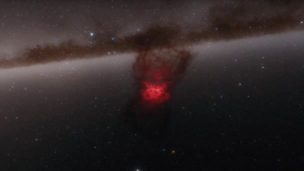 Nave espacial vuela a la velocidad de la luz a través de una animación galaxia 4k — Vídeo de stock