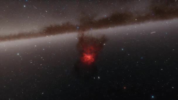 Nave espacial vuela a la velocidad de la luz a través de una animación galaxia 4k — Vídeo de stock