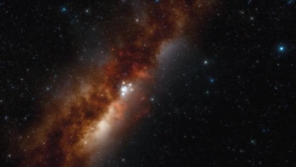 Rymdskepp flyger med ljusets hastighet genom en galax 4k animation — Stockvideo