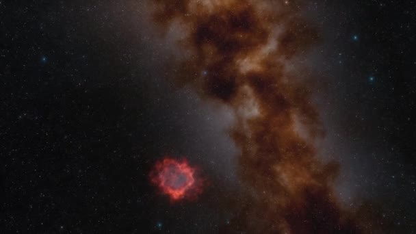 Ruimteschip vliegt met de snelheid van het licht door een sterrenstelsel 4k animatie — Stockvideo