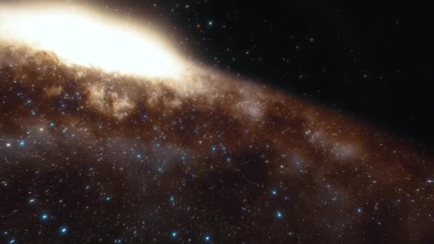 Vaisseau spatial vole à la vitesse de la lumière à travers une animation galaxie 4k — Video