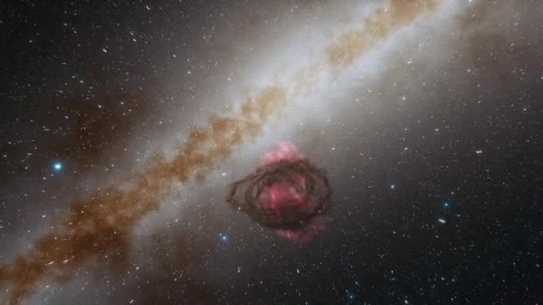 Vaisseau spatial vole à la vitesse de la lumière à travers une animation galaxie 4k — Video