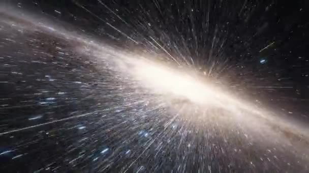 Vaisseau spatial vole à la vitesse de la lumière à travers une galaxie — Video