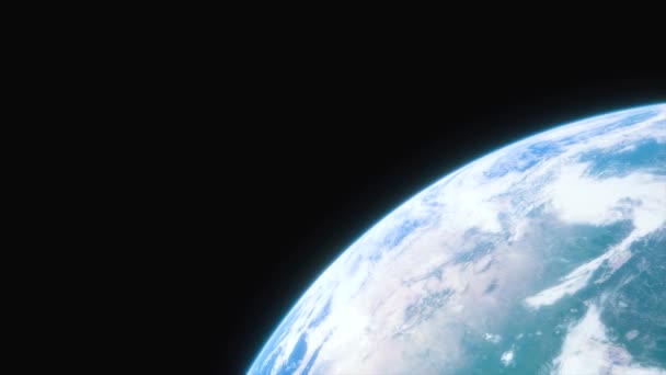 Spaceship flies over the planet earth cinematic shot — Stock Video