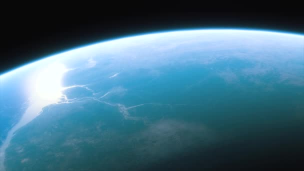 Statek kosmiczny lata nad planetą Ziemia filmowe ujęcie — Wideo stockowe