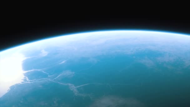 Космічний корабель літає над планетою Земля кінематографічний знімок — стокове відео