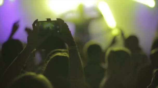 Aufnahmen einer Menge, die auf einer DJ-Party feiert — Stockvideo