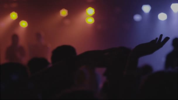Imágenes de una multitud festejando en una fiesta de DJ — Vídeos de Stock