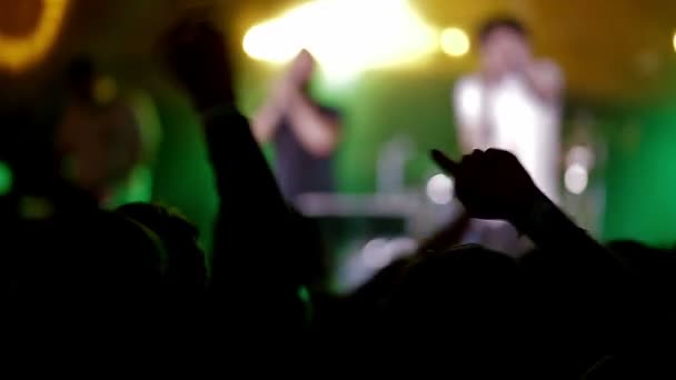 Filmato di una folla che festeggia ad una festa dj — Video Stock