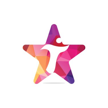 İnsan yıldız yaratıcı logo tasarımı. Eğitim, sosyal topluluk ve fitness amblemi vektör yıldız insanlar soyut.