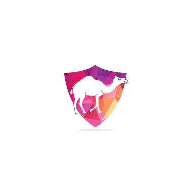 Deve vektör logosu şablonu. Kalkan şeklinde deve..