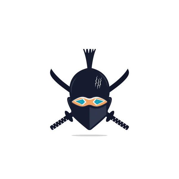 Ninja Und Kreuzschwert Maskottchen Logo Design Vorlage Ninja Maskottchen Für — Stockvektor