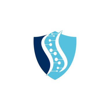 Bilim genetiği ve kalkan vektör logosu tasarımı. Genetik analiz, araştırma biyoteknoloji DNA 'sı. Biyoteknoloji genom kromozomu.