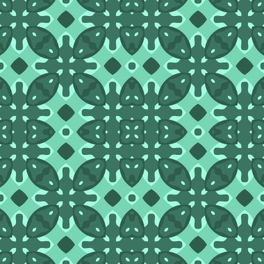 Vektör illüstrasyonu, yeşil renkli ve soyut dikişsiz geometrik desen için kullanılabilir. Vector illüstrasyon duvar kağıdı veya çerçeve için kullanılabilir Bir duvar asılı veya poster, seramik, arkaplan, desen dolguları, yüzey dokuları, tekstil için.