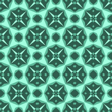 Vektör illüstrasyonu, yeşil renkli ve soyut dikişsiz geometrik desen için kullanılabilir. Vector illüstrasyon duvar kağıdı veya çerçeve için kullanılabilir Bir duvar asılı veya poster, seramik, arkaplan, desen dolguları, yüzey dokuları, tekstil için.